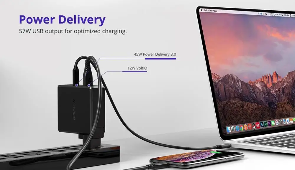 Tronsmart WCP03 57 Вт USB зарядное устройство PD 3,0 быстрое зарядное устройство Широкая совместимость и складная вилка для HUAWEI, Iphine, Xiaomi