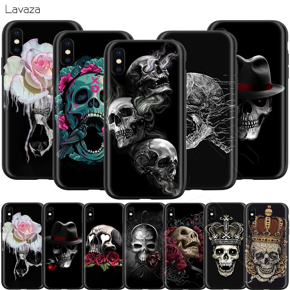 Чехол Lavaza в стиле ретро с цветами черепами и короной для iPhone 11 Pro XS Max XR X 8 7 6 6S Plus 5 5s