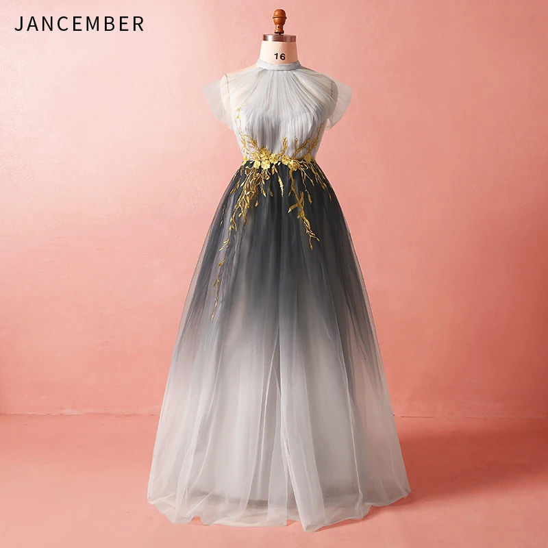 Женское вечернее платье JANCEMBER длинное в пол с высоким воротом и шнуровкой сзади