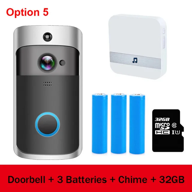 Option 5 Умный IP видеодомофон Wi-Fi видео 720P кольцевой телефон дверной Звонок камера wifi дверной Звонок камера домашняя сигнализация беспроводная камера безопасности - Цвет: Option 5