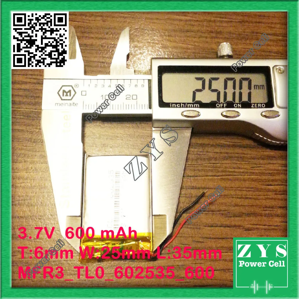 Безопасная упаковка (уровень 4) 3 7 V 600mAh 602535 можно подгонять оптом CE FCC ROHS MSDS