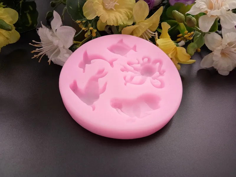 DIY формы морских животных силиконовые помадные для мыла торта украшения шоколада