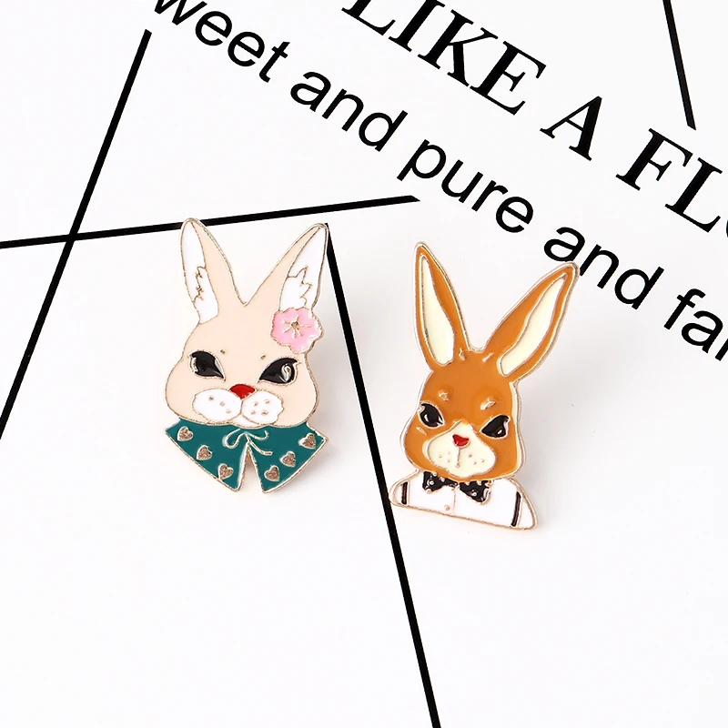 Милые Mrs Rabbit & mr. Bunny твердая эмалированная булавка ювелирное изделие в виде