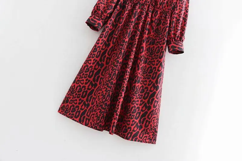 Женское винтажное сексуальное леопардовое платье с v-образным вырезом и бантом