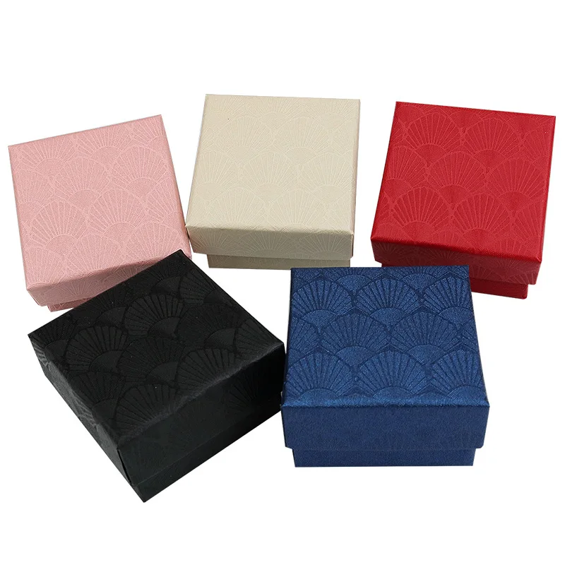 

2019 new wholesale 10pcs nice box 5x5x3cm nice box Kraft paper red/pink/blue flower box For earring/ring jewelry nice box A99