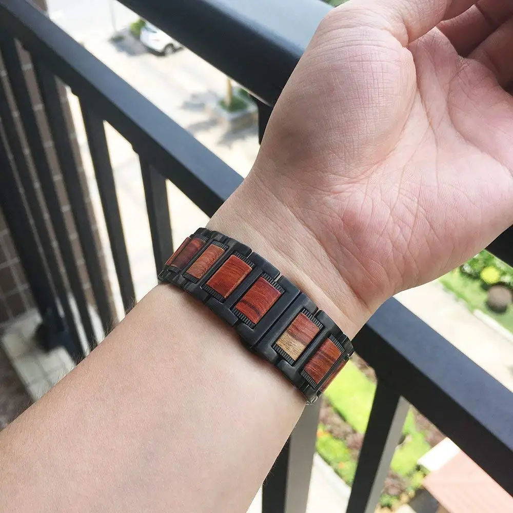 Дерево+ нержавеющая сталь pulseira для apple watch band 4(iwatch 5) 44 мм 40 мм apple watch 3 2 1 42 мм 38 мм correa ремешки для часов