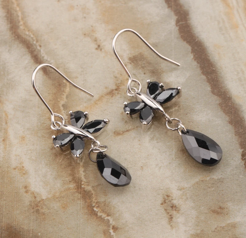 Черные Ониксовые драгоценные камни посеребренные ювелирные изделия