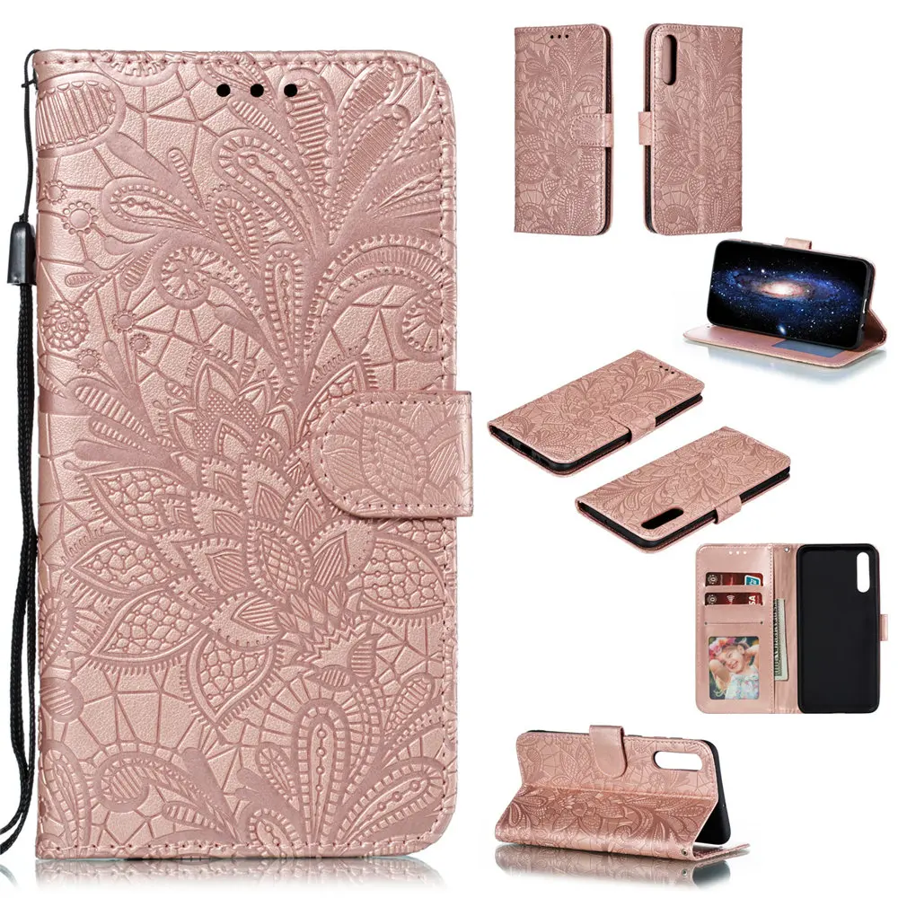 Кружевное платье с цветочным рисунком чехол книжка для samsung Galaxy A10 A20 A30 A40 A50 A60 A70 M10