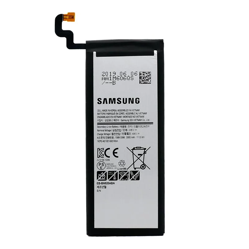 Оригинальный новый аккумулятор Samsung Note 5 для Galaxy N920 N920A N920T N920I N920G N920V N9200 N9208 EB-BN920ABE 3000mAh.