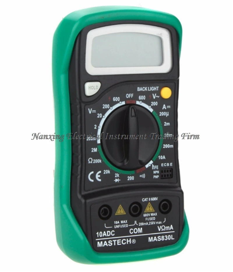 MASTECH MAS830L Мини Ручной ЖК-дисплей Цифровой мультиметр DC ток тест er подсветка удержания данных диод непрерывности hFE Тест