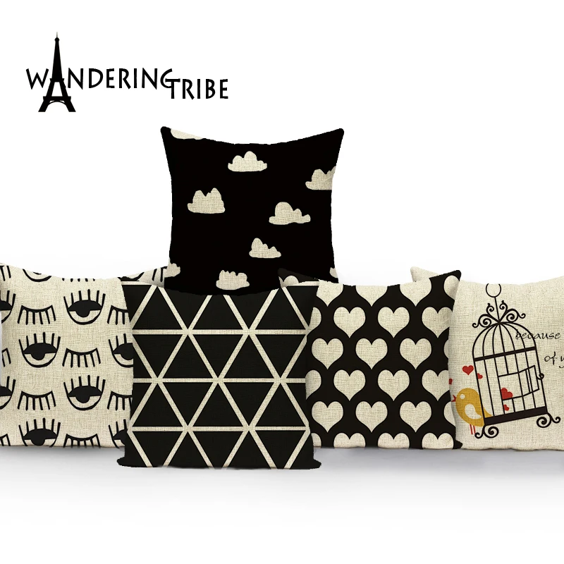 Новинка 2019 черно белые геометрические чехлы для подушек домашние диванные