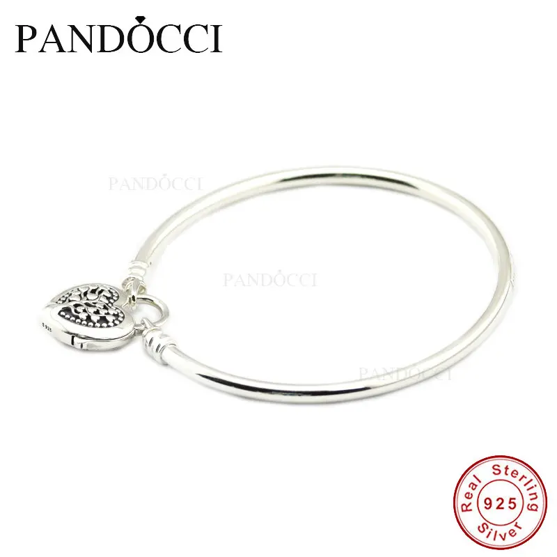 Bracelets &amp Bangles Real 925 Sterling Silver Jewelry Flourishing Heart Padlock Bangle Women DIY Fit Original Charm Beads | Украшения и