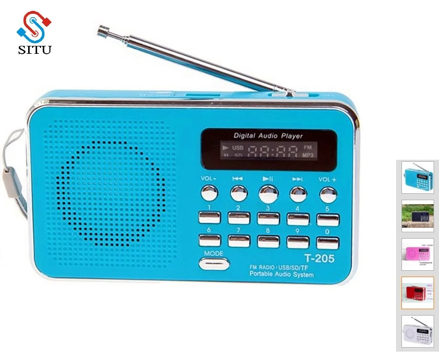 Дешевые T 205 мини Портативный FM радио Перезаряжаемые цифровой светодиодный MP3