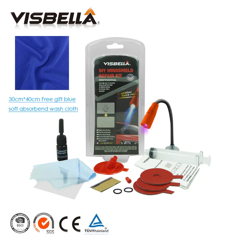 VISBELLA, ветровое стекло, царапина, трещина, восстановление, обновление, ремонт окон автомобиля, ветровое стекло, Renwal, инструменты, автоуход, набор для полировки окон - Цвет: Красный