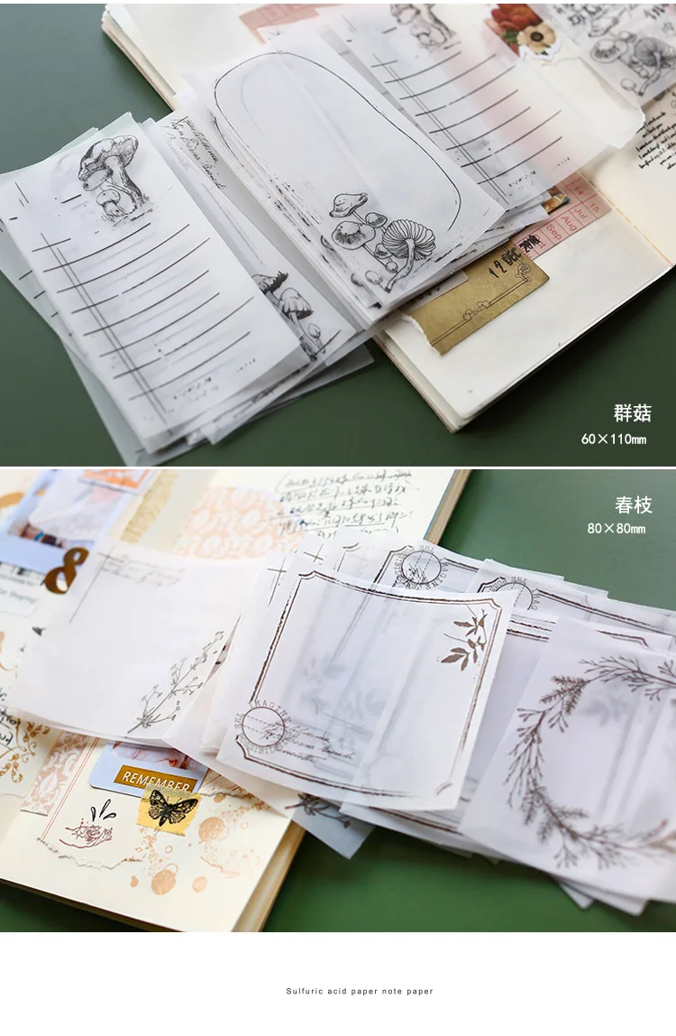 30Pc Plant Butterfly Butter Paper Memo Pad Transparent Notes Memo Notepad School Office Supply Escolar Papelaria Gift Stationery