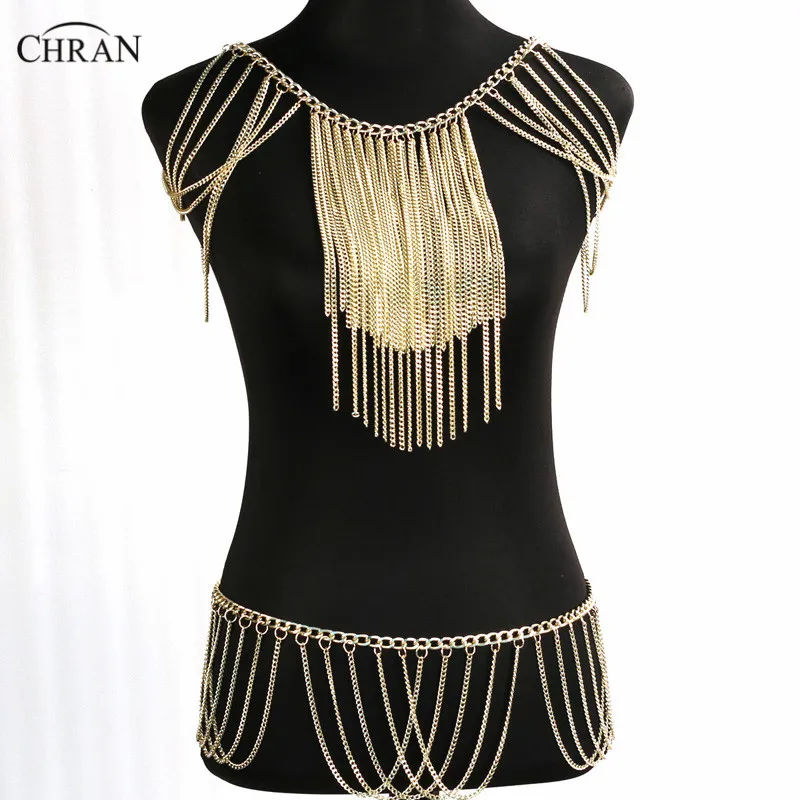 

Erotic Chain Lingerie Waist Belt Beach Bikini Cover Up Sexy Harness Slave Necklace Chain Bra Brallette Wear Body Jewelry