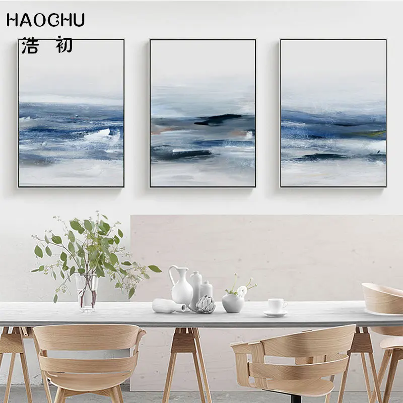 The Blue Seascape Home Canvas Decorative Paintings Undulating Seawater Like Some Massif Pictures Turbulent Waves Posters | Дом и сад