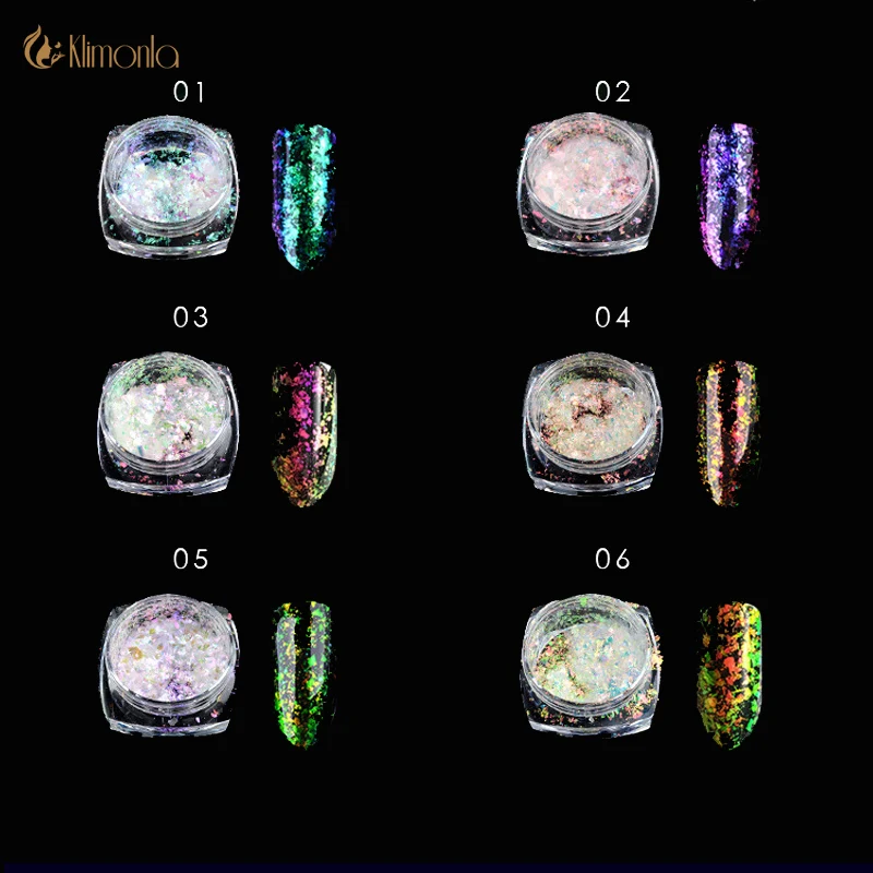 Многохромированный порошок хлопья Хамелеон для дизайна ногтей Голографический