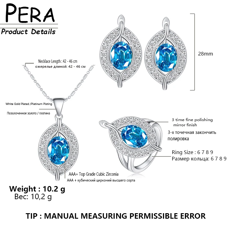 Pera 925 пробы Серебряные Ювелирные наборы для женщин 11 цветов CZ Кристалл Свадебный Африканский Свадебный имитация драгоценных камней ювелирный набор J004