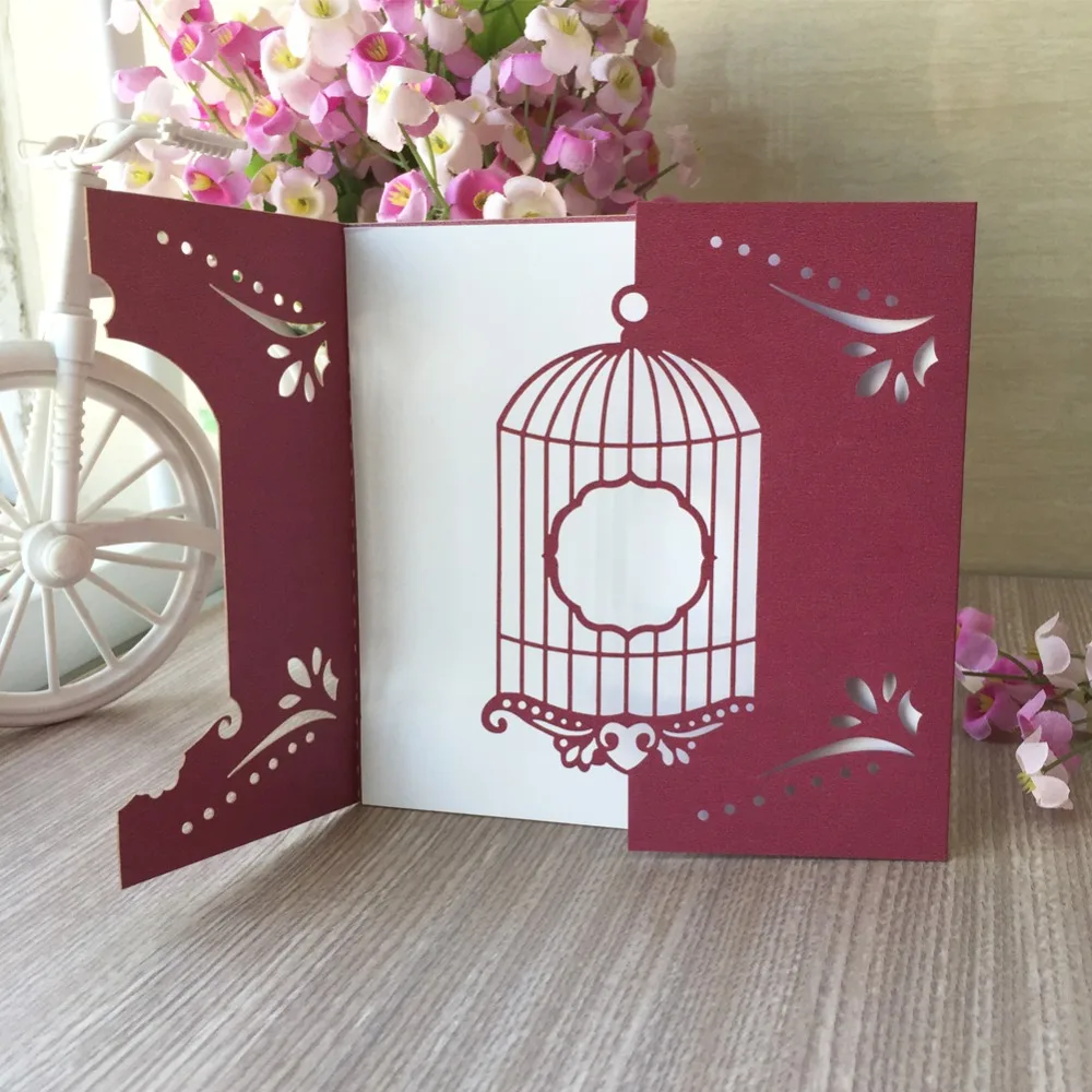 

35pcs Laser Cut Birdcage Pattern Invitation Card Romantic Wedding Invitations Gift Card Birthday Party Decorations