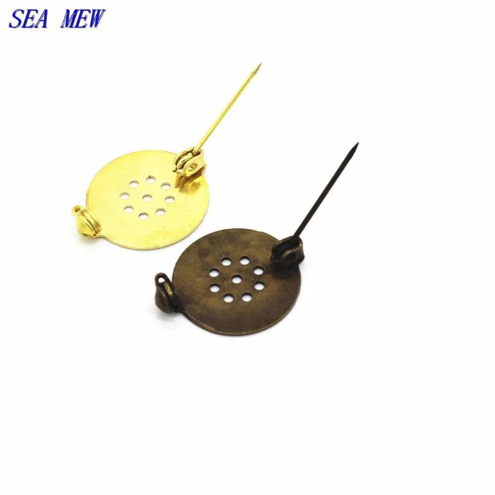 SEA MEW 17 мм Базовая медная античная бронза/золото/серебро плоская пустая база для