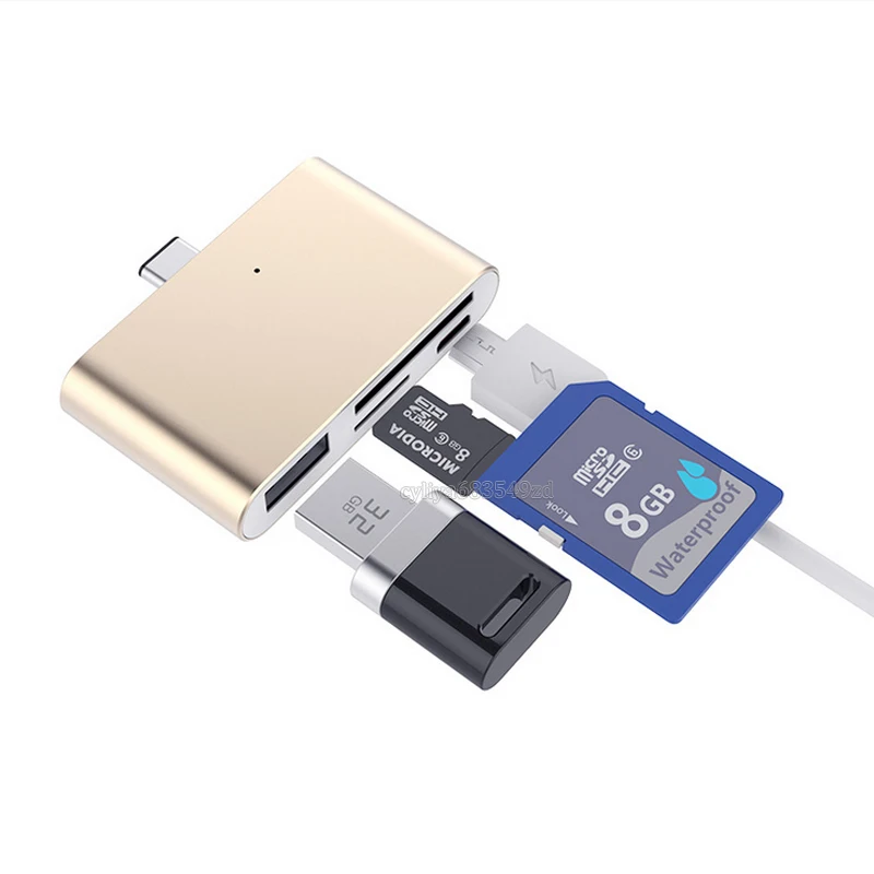 30 шт./лот 4 в 1 USB 3.1 USB-C Тип C TF Micro SD OTG Card Reader для Macbook 12 дюймовый Мобильный телефон |