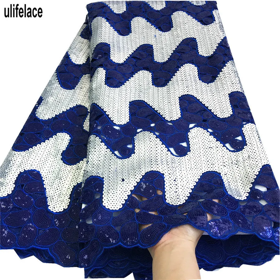 African Organza Lace Fabric 2019 High Quality Hand cut Double Mesh With Royal blue Sequins Net lace dresses F4 860|african organza lace|organza