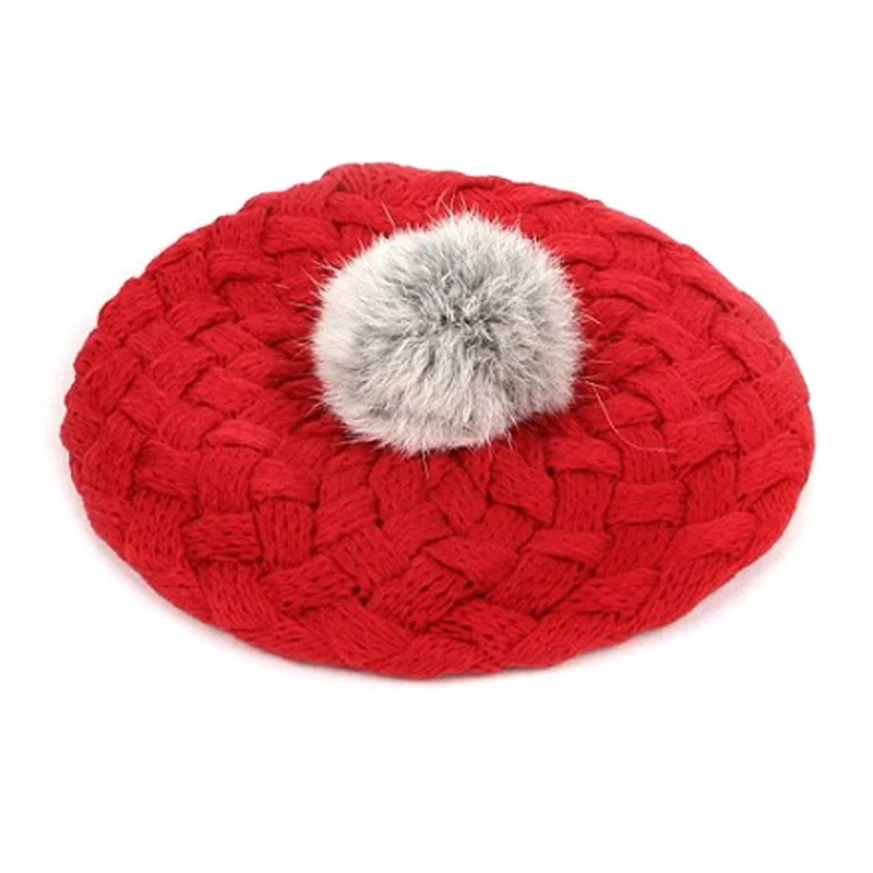 baby girls winter knitted beanie hat infant toddler kids wool warm pompom beret caps | Детская одежда и обувь