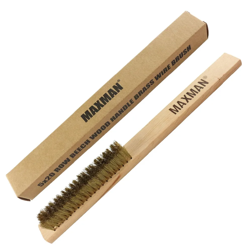 MAXMAN 5x20 ряд бука деревянная ручка латунная проволочная щетка медная щетка для промышленных устройств поверхность/Внутренняя Полировка Шлифовка Чистка