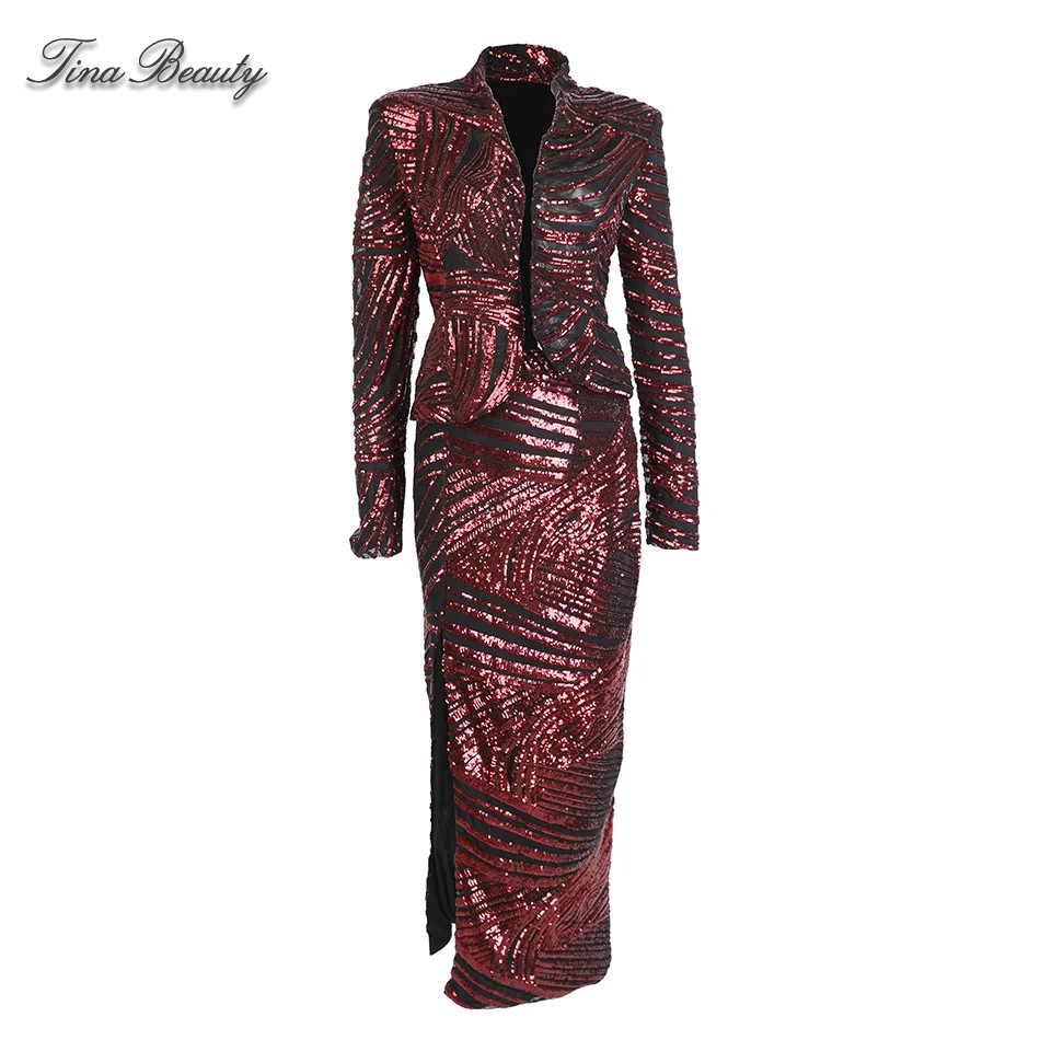 Женский комплект из двух предметов блестящий короткий топ с высоким воротником и