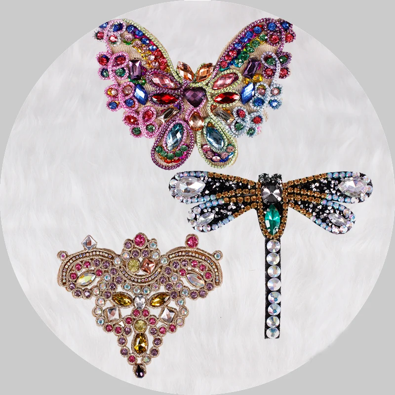 3 шт стрекоза с кристаллами бабочка стразы нашивки бисером брошь значки для обуви