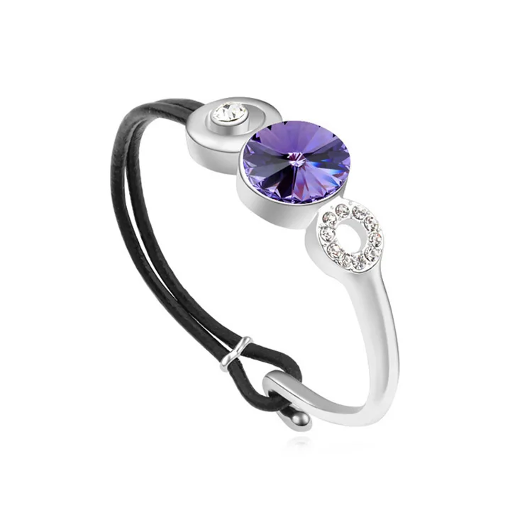 Новинка года, браслет Swarovski из натурального хрусталя для женщин, кожаный браслет Mujer, ювелирные изделия для лучших друзей - Окраска металла: 2