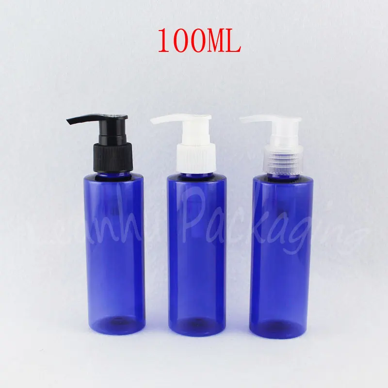 

100ML Blue Flat Shoulder Plastic Bottle , 100CC Lotion / Shower Gel Travel Sub-bottling , Empty Cosmetic Container ( 50 PC/Lot )