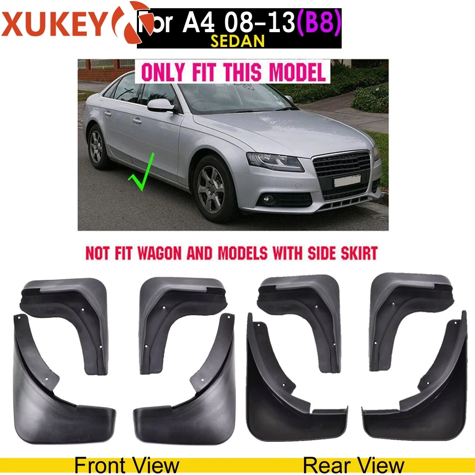 For A4 (B8) 08-13 Оригинальные Автомобильные Брызговики XUKEY для Audi A3 A4 A6(8E 8P B6 B7 C6) Брызговики крыло брызговиков автомобильные аксессуары - Цвет: For A4 (B8) 08-13