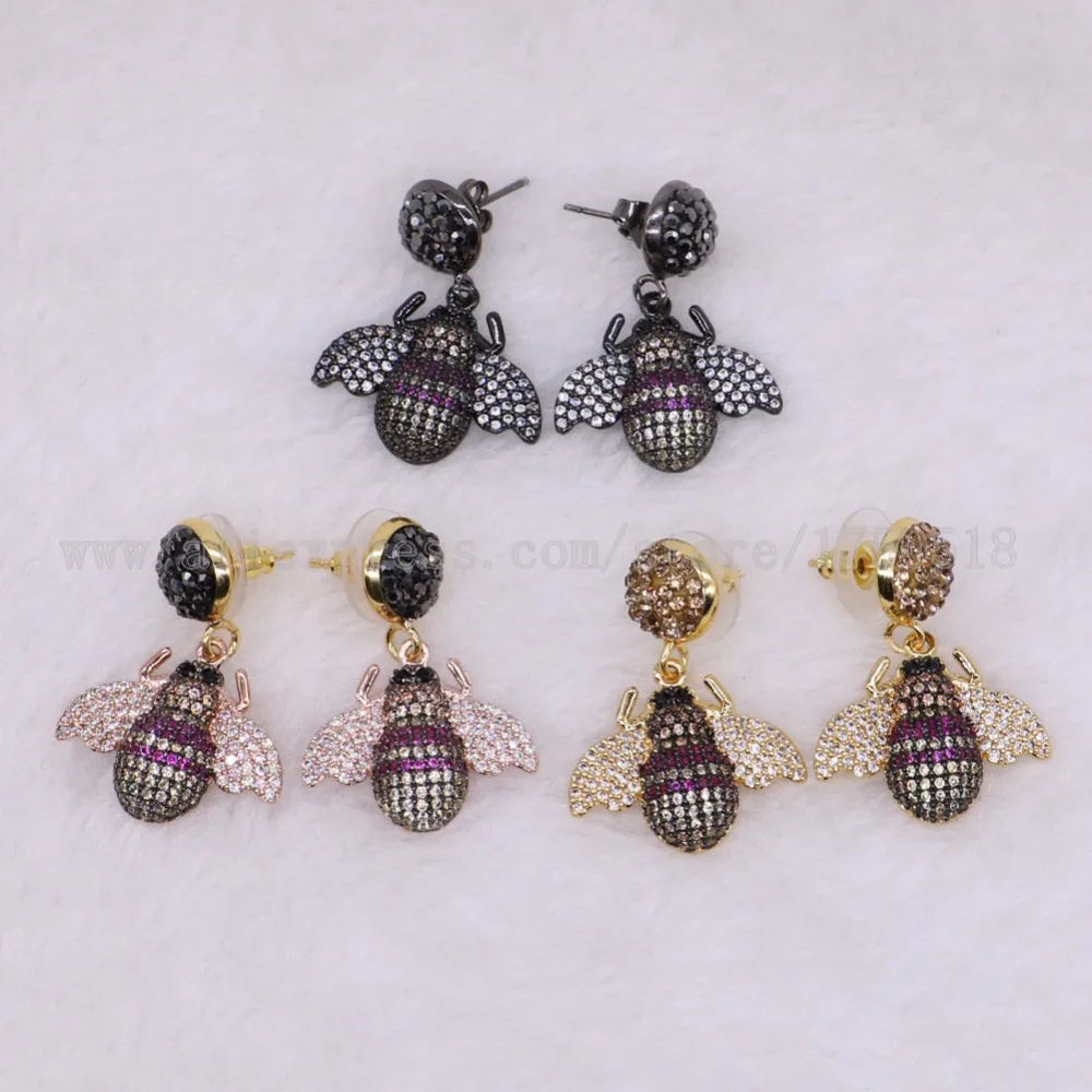 5 пар модные насекомые Жуки Серьги в виде пчел новый дизайн высокое качество