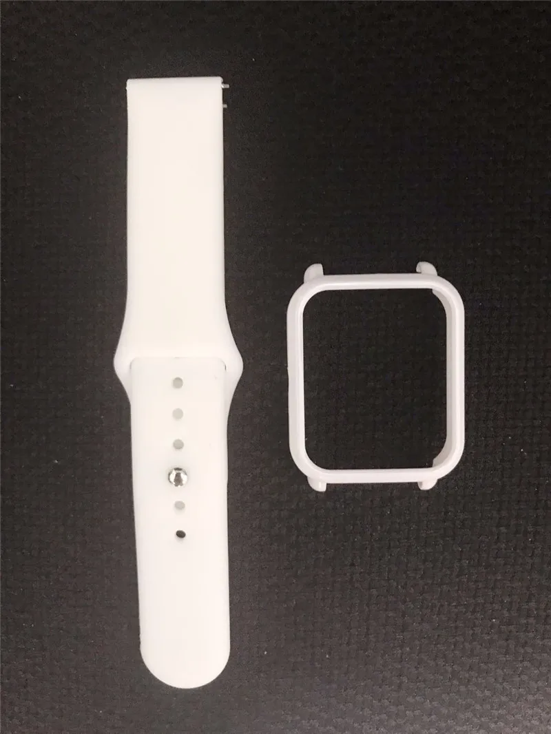 White 7в1 Мягкая силиконовая лента для Xiaomi Huami Amazfit Bip маленький ремешок браслет часы с PC чехол Защитная пленка для экрана - Цвет: White
