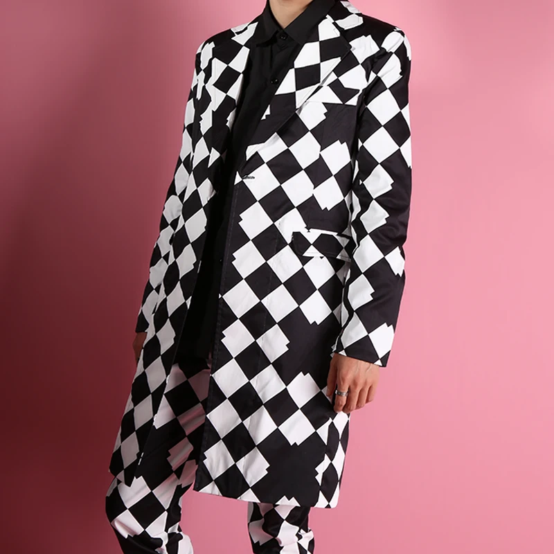 Женское! Длинный костюм с крупным геометрическим рисунком бриллиантов Корейская