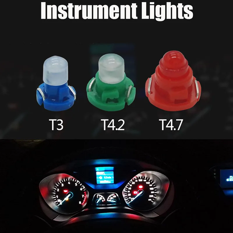 

500pcs T4.7 T4.2 T3 COB Car LED light Gauge Dashboard Side Light signal Bulb Instrument Lights White Blue red green yellow lamp