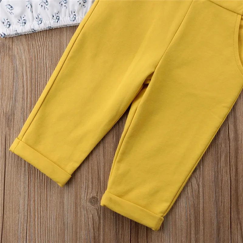 2 шт. детский хлопковый пуловер с открытыми плечами и цветочным принтом|Комплекты