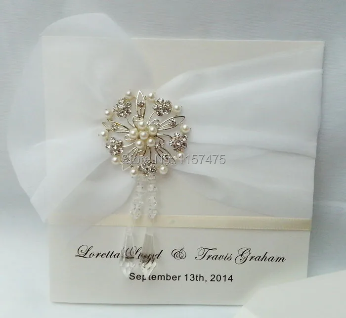 HI1017 элегантные свадебные приглашения цвета слоновой кости с кристаллами