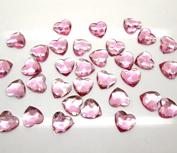 

200Pcs Pink Acrylic Heart Decoration Crafts Flatback Cabochon Scrapbooking Fit Phone Embellishments Diy Beads Accessories