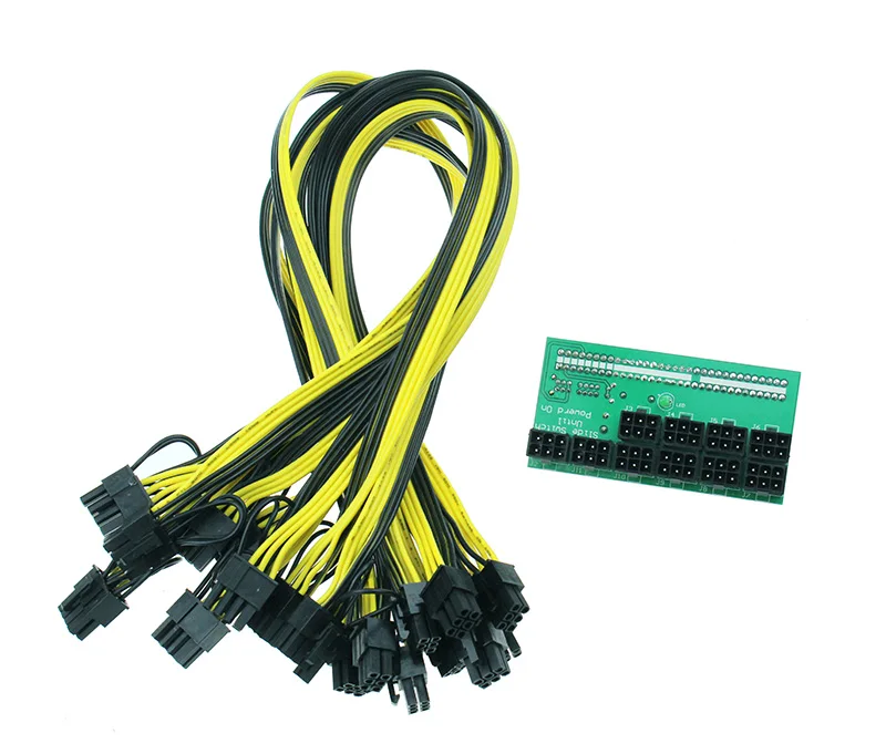 Горячая продажа ETH ZEC 12V GPU/PSU адаптер питания для майнинга Breakout Board 18AWG PCI E 6Pin до 6 + 2Pin