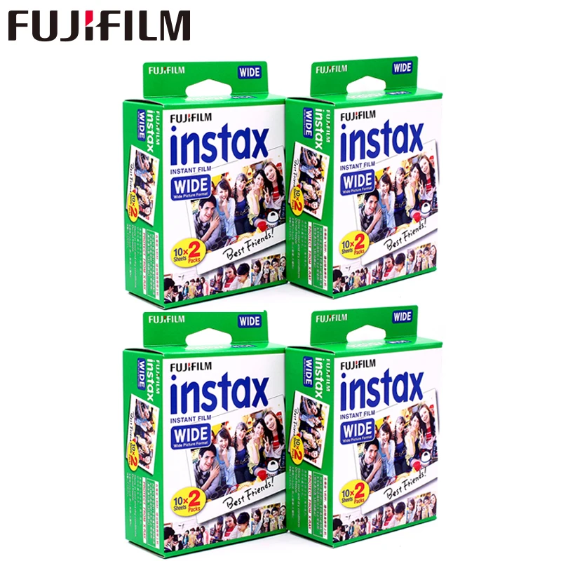 Оригинальная 80 листов Fujifilm Instax широкая пленка с белым краем для камеры Fuji Instant Photo