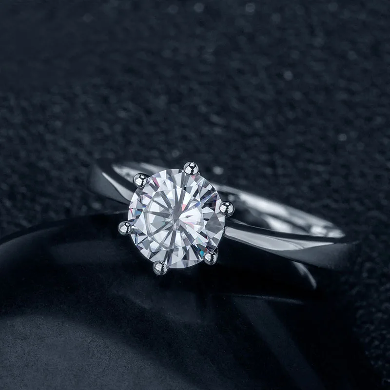 NiceGems 1.5ct Муассанит солитер обручальное кольцо 14 к 585 Белое золото F цвет 7,5 мм шесть зубец Moissanite кольцо для женщин ювелирные изделия