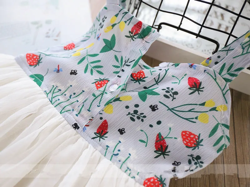 Девочка листья земляники печати лук Сарафан с пышной юбкой платье Прекрасный Для