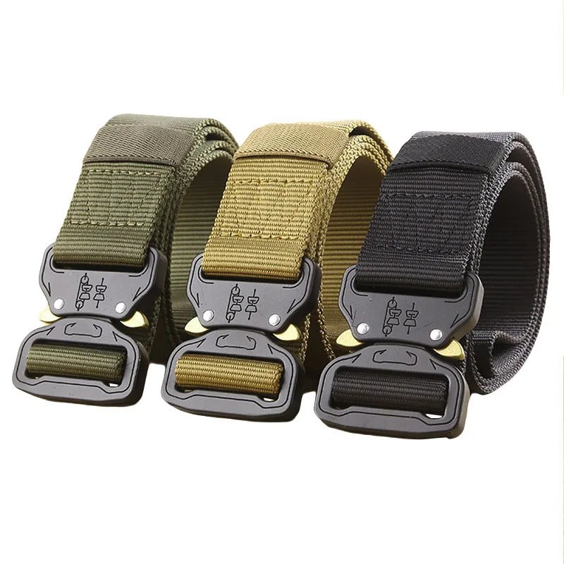 Военный боевой тактический ремень для мужчин утолщенный металлический с пряжкой