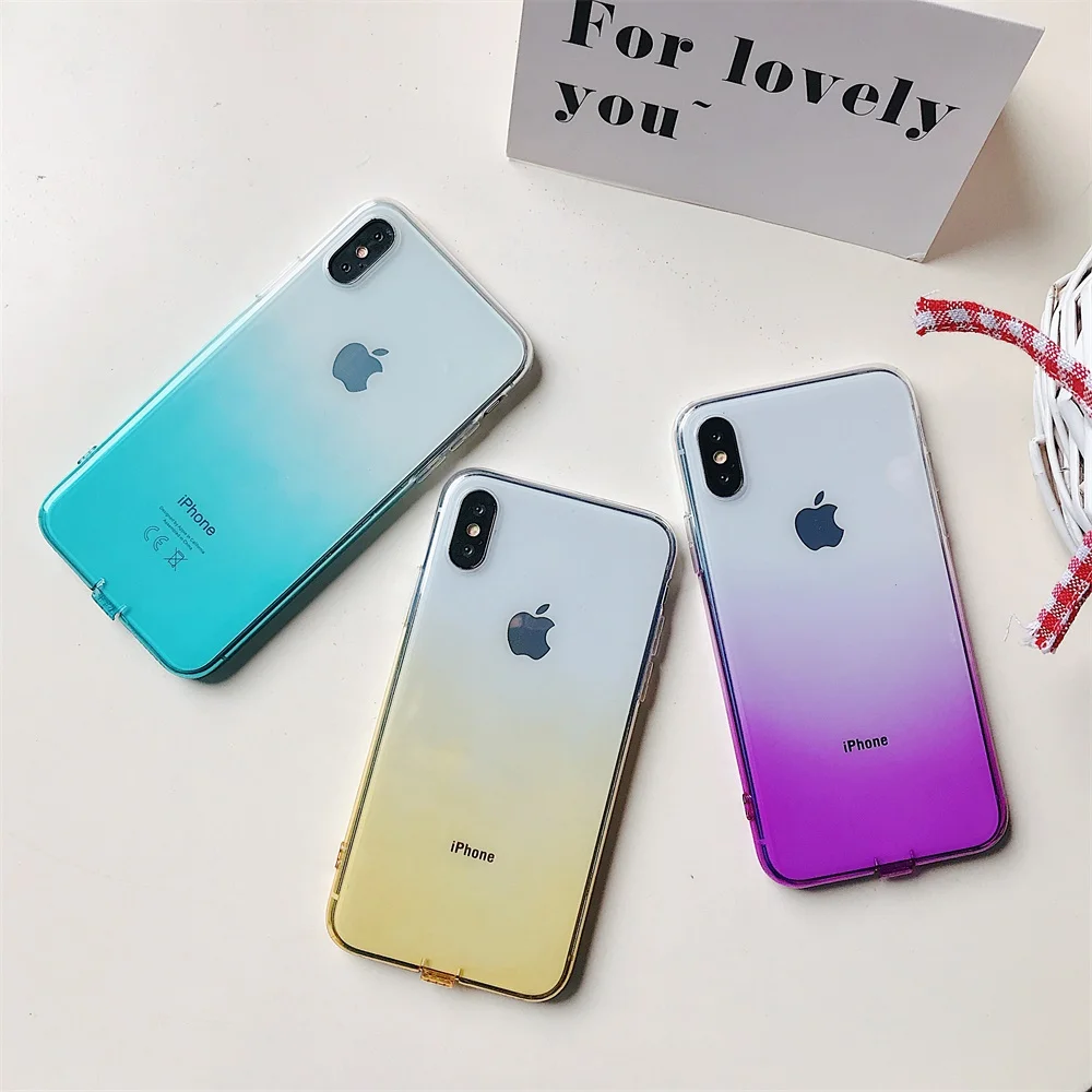 Прозрачный чехол для iPhone 6, 6 S, 7, 8 Plus, X, XR, XS Max, чехол с градиентом, мягкий силиконовый разноцветный чехол для iPhone XS Max, XR, 11 Pro, Max, чехол