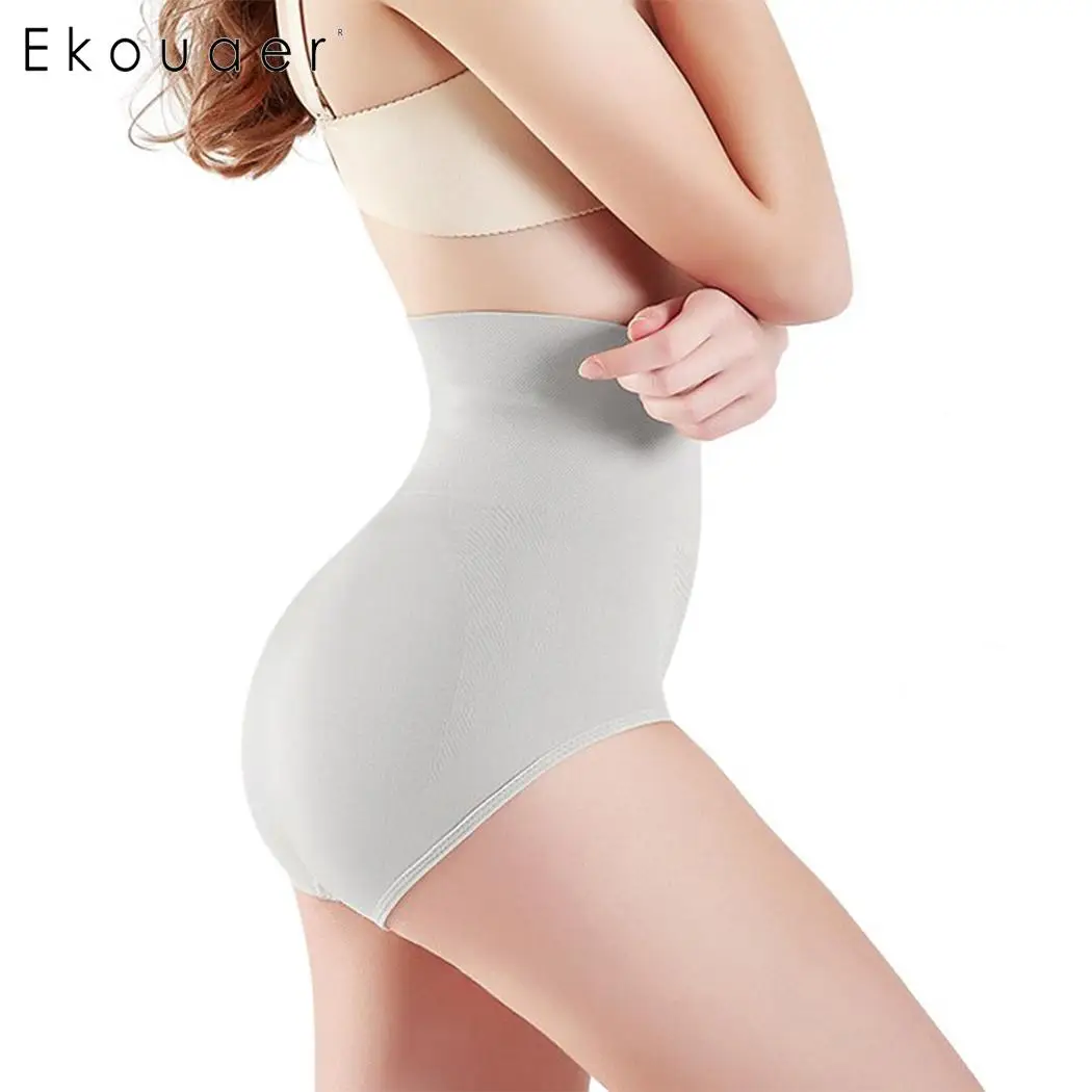 Ekouaer Нижнее белье Женские Трусики Sexy Высокая Талия животик Управление Body Shaper