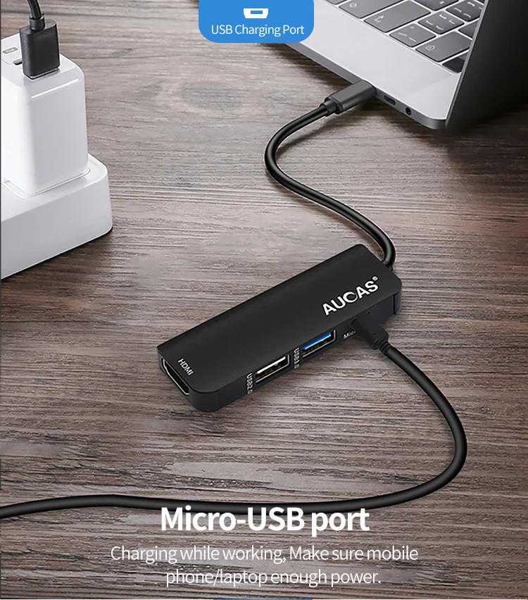 AUCAS 4 в 1 USB 3,0 концентратор адаптер Тип C к HDMI usb-хаб адаптер для MacBook Micro USB 3,0 док-конвертер аксессуары для ПК