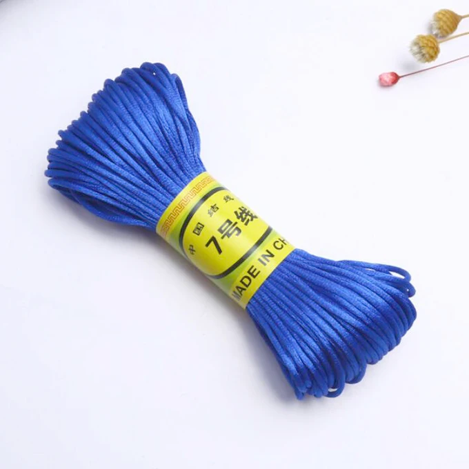 Royal blue 20m Аксессуары для детских прорезывателей, 20 м, прорезыватель, ожерелье, шнур, сделай сам, для ювелирных изделий, подвески, ожерелье, кулон, инструмент, 1,5 мм, ручная вязка, шнуры, Шелковый Канат - Цвет: Royal blue 20m